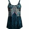 Lily | Teal & Pink Medallion Velvet Camisole - Plus
