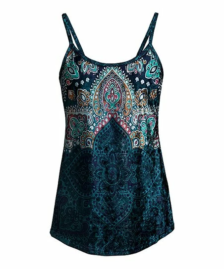 Lily | Teal & Pink Medallion Velvet Camisole - Plus 1 Lily | Teal & Pink Medallion Velvet Camisole - Plus