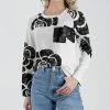 Lily | Black & White Floral Pocket Long-Sleeve Tee - Plus