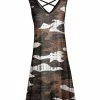 Lily | Olive & Brown Camo Crisscross-Back Sleeveless Dress - Women