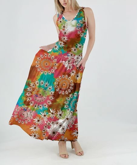 Lily | Teal & White Floral Pocket Sleeveless Maxi Dress - Women 1 Lily | Teal & White Floral Pocket Sleeveless Maxi Dress - Women