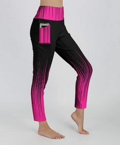 Lily | Pink & Black Abstract Pocket High-Waist Leggings - Women