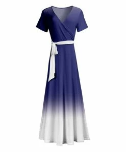 Lily | Navy & White Ombré Wrap Maxi Dress - Plus