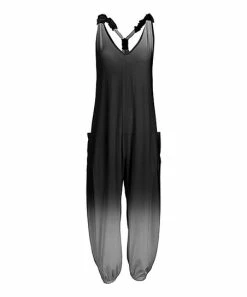 Lily | Gray & Black Ombré Pocket Racerback Jumpsuit - Plus