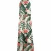 Lily | Cream & Green Tropical Floral Sleeveless Blouson Maxi Dress - Plus