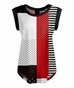 Lily | Red & Black Color Block Cap-Sleeve Tunic - Plus