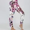 Lily | White & Pink Floral Side-Pocket High-Waist Leggings - Plus