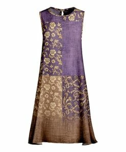 Lily | Purple & Yellow Floral Patchwork Sleeveless Shift Dress - Women & Plus
