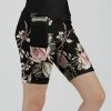 Lily | Black & Pink Floral Pocket Bike Shorts - Women