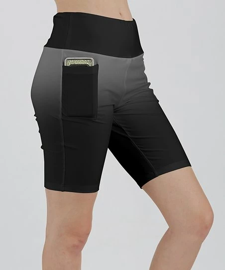 Lily | Black & Dark Gray Ombré Pocket Bike Shorts - Women 1 Lily | Black & Dark Gray Ombré Pocket Bike Shorts - Women