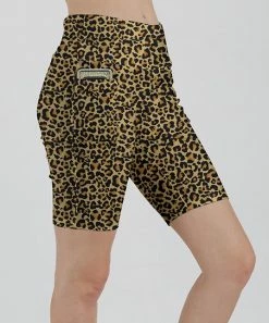 Lily | Black & Gold Leopard Pocket Bike Shorts - Plus