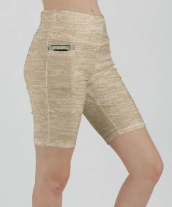 Lily | Cream Marled Pocket Bike Shorts - Plus