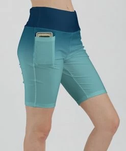 Lily | Turquoise & Navy Ombré Pocket Bike Shorts - Women & Plus
