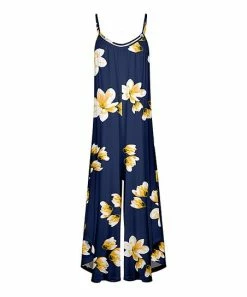 Lily | Navy & Yellow Floral Wide-Leg Jumpsuit