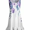 Lily | White & Purple Floral Ruffle-Hem Sleeveless Tunic - Women