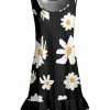 Lily | Black & White Floral Ruffle-Hem Sleeveless Tunic - Plus