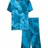 Lily | Blue & Turquoise Star Tie-Dye Pocket Tee & Lounge Pants - Women