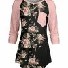 Lily | Black & Rose Floral Pocket Raglan Tunic - Women & Plus