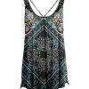 Lily | Black Multicolor Scarf Print Strap-Detail Sleeveless Tunic - Women