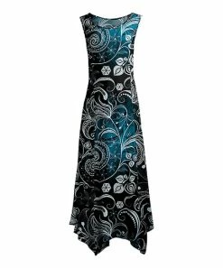 Lily | Black & Turquoise Floral Sleeveless Handkerchief Maxi Dress - Women & Plus