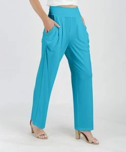 Lily | Turquoise Pocket High-Waist Pants - Plus