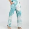Lily | White & Blue Tie-Dye Pocket High-Waist Pants - Women