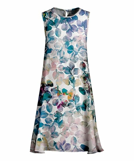 Lily | Blue & Purple Leaves Sleeveless Shift Dress - Women & Plus 1 Lily | Blue & Purple Leaves Sleeveless Shift Dress - Women & Plus