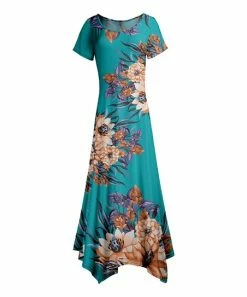 Lily | Teal & Purple Floral Handkerchief Maxi Dress - Women & Plus