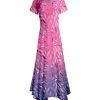 Lily | Pink & Purple Ombré Floral Handkerchief Maxi Dress - Women & Plus