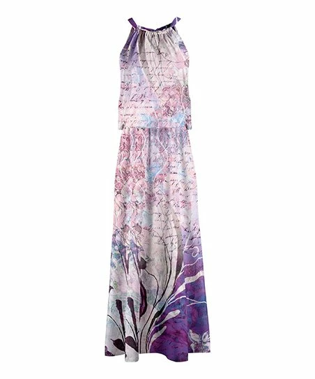 Lily | Lavender & Pink Floral Blouson Maxi Dress - Women 1 Lily | Lavender & Pink Floral Blouson Maxi Dress - Women