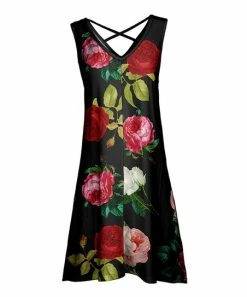Lily | Black & Red Floral Crisscross-Back Sleeveless Dress - Women & Plus