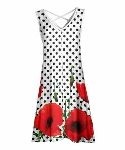 Lily | White & Red Polka Dot Floral Crisscross-Back Sleeveless Dress - Women & Plus
