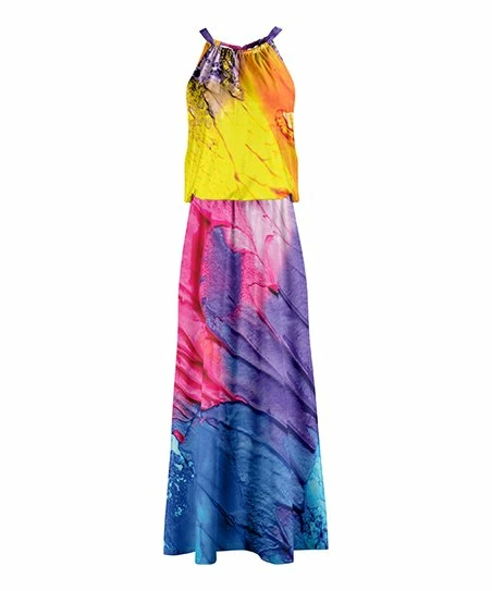 Lily | Purple & Yellow Blouson Maxi Dress - Women & Plus 1 Lily | Purple & Yellow Blouson Maxi Dress - Women & Plus
