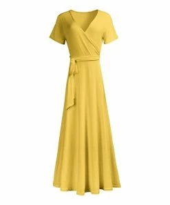 Lily | Yellow Wrap Maxi Dress - Women & Plus