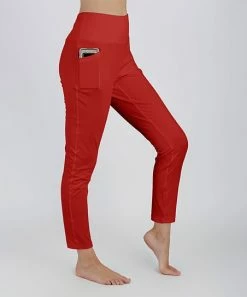 Lily | Red High-Waist Pocket Leggings - Women & Plus