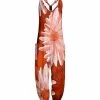 Lily | Orange & White Floral Pocket Racerback Jumpsuit - Women