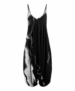 Lily | Black & White Abstract Harem Jumpsuit - Women & Plus