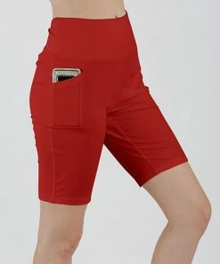 Lily | Red Pocket Bike Shorts - Plus
