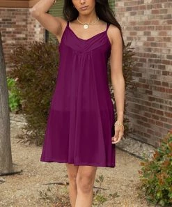 Lily | Plum Sleeveless Shift Dress - Plus