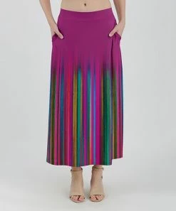 Lily | Purple Multicolor Stripe Pocket Maxi Skirt - Women