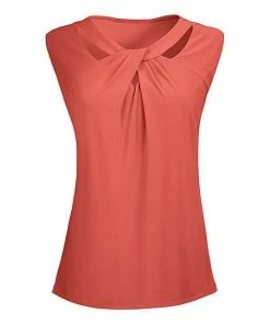 Lily | Coral Cutout-Twist Sleeveless Tunic - Women