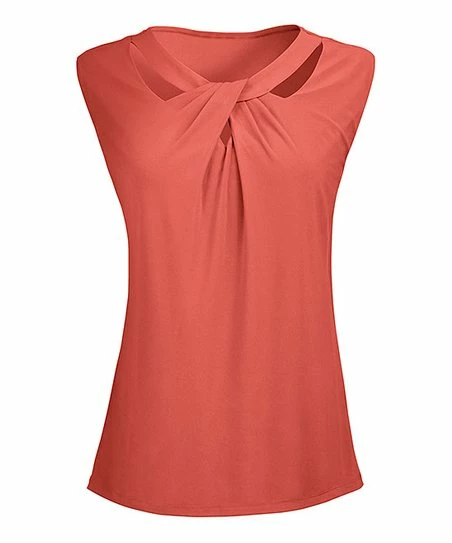 Lily | Coral Cutout-Twist Sleeveless Tunic - Women 1 Lily | Coral Cutout-Twist Sleeveless Tunic - Women