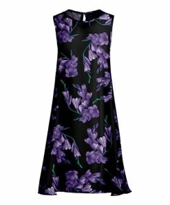 Lily | Black & Purple Floral Sleeveless Shift Dress - Women & Plus