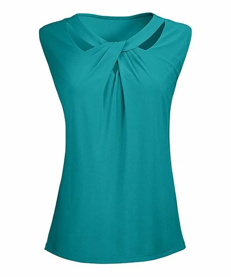 Lily | Turquoise Cutout-Twist Sleeveless Tunic - Women & Plus 1 Lily | Turquoise Cutout-Twist Sleeveless Tunic - Women & Plus