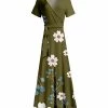 Lily | Olive & White Floral Belted Surplice Maxi Dress - Women & Plus