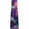 Lily | Purple & Pink Tie-Dye Sleeveless Belted Tie-Back Maxi Dress - Women