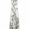 Lily | White & Green Leaf Sleeveless Blouson-Tie Maxi Dress - Women & Plus