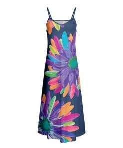 Lily | Navy & Pink Abstract Floral V-Neck Sleeveless Maxi Dress - Women