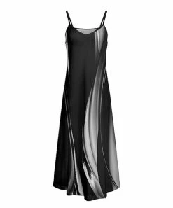 Lily | Black & White Swirl V-Neck Sleeveless Maxi Dress - Women & Plus