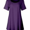 Lily | Purple Short-Sleeve Scoop Neck Tunic - Women